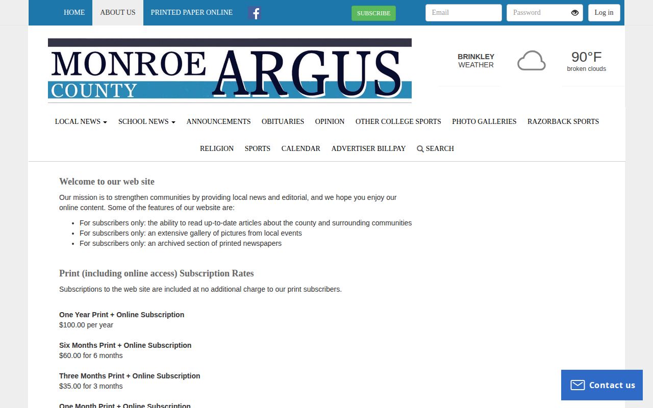 Monroe County Argus about and archive information